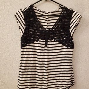 DANIEL RAINN CAP SLEEVE CROCHET DETAIL TOP